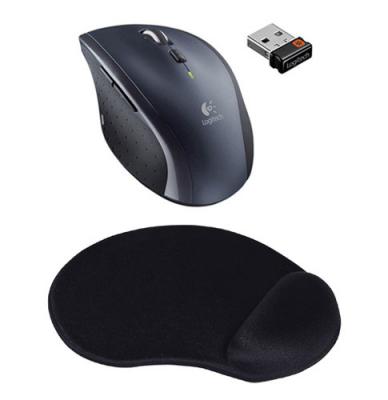 LOGITECH Wireless Mouse M705 Noir + T'nB Tapis de Souris Ergo-Design noir