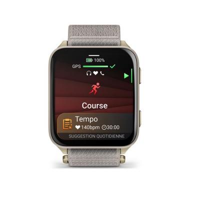 GARMIN Montre connect&eacute;e  Venu&reg; X1 46 mm Bluetooth Titane Soft Gold avec bracelet nylon ComfortFit Lin