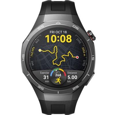 HUAWEI Montre connect&eacute;e  Watch GT 5 Pro 46 mm titane avec bracelet en fluoro&eacute;lastom&egrave;re Noir 