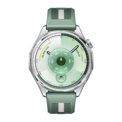 HUAWEI Montre connect&eacute;e  Watch GT6 46 mm Bluetooth acier inoxydable avec bracelet tiss&eacute; Vert