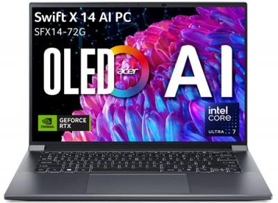 ACER Pc portable  swift sfx14-72g-70qa 14.5 oled 120 hz copilot+ intel&reg; core ultra 7 32 go ram 1 to ssd gris 