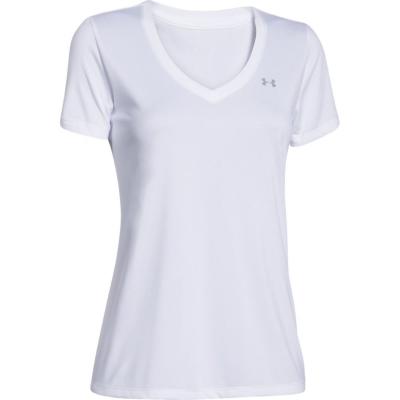 UNDER ARMOUR  pour femme. T-shirt &agrave; col en V UA Techr blanc Under Armo