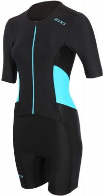 ZONE3  Women's activate short sleeve full zip trisuit - Black/Blue