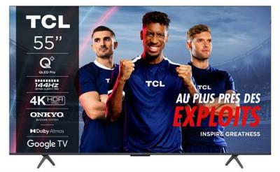 TCL TV QLED Pro  55C75B 139 cm 4K UHD Aluminium bross&eacute; 