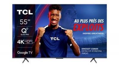 TCL TV QLED  55C69B 139 cm 4K UHD 2024 Aluminium bross&eacute;