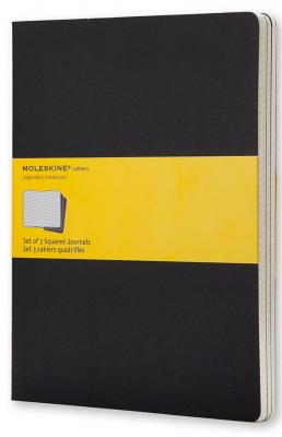 MLSK Set de 3 cahiers tr&egrave;s grand format Moleskine quadrill&eacute;s Noir 