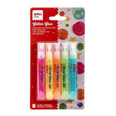  Colle Paillettes 5 tubes Glitter Fluo 3D 