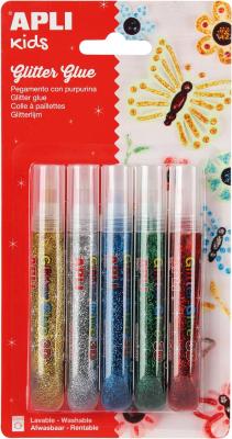 APLI Colle Paillettes 5 tubes Glitter Glue 3D