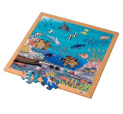 EDUCO Puzzle En Bois - Puzzle Vocabulaire - Corail (49) - Jeu Montessori
