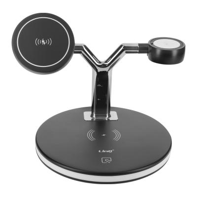 LINQ Station de charge 3 en 1 iPhone 15W, AirPods, Apple Watch  Noir