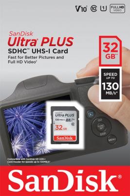 SANDISK Carte m&eacute;moire  Ultra+ SDHC UHS-I 32 Go V10&sup2;