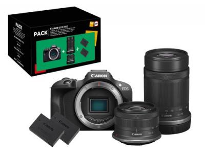 CANON Pack  EOS R100 Noir + Objectifs RF-S 18-45mm + RF-S 55-210mm + Batterie + Chargeur - Neuf