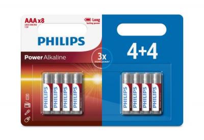 PHILIPS  4+4 Piles Alcalines AAA / LR03  Power Alkaline