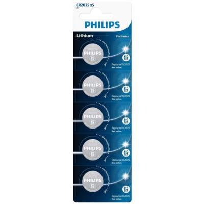PHILIPS Pack de 5 piles  CR2025 3V Argent