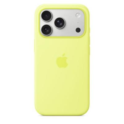 Coque Apple en silicone avec MagSafe jaune fluo pour iPhone 17 Pro