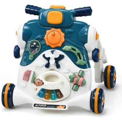 COSTWAY  3 en 1 Trotteur V&eacute;hicule et Paneau de Jouet Parlant pour B&eacute;b&eacute; avec Lumi&egrave;re et Musique Activit&eacute;s dEveil 6-36 Mois Bleu 