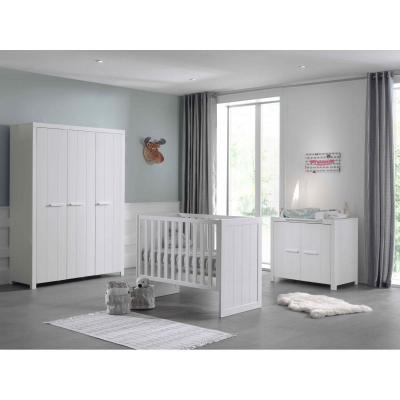 VIPACK Lit b&eacute;b&eacute; 60x120 - Commode 2 portes et Armoire 3 portes Erik - Blanc