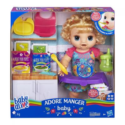 BABY ALIVE B&eacute;b&eacute; adore manger -  bleu