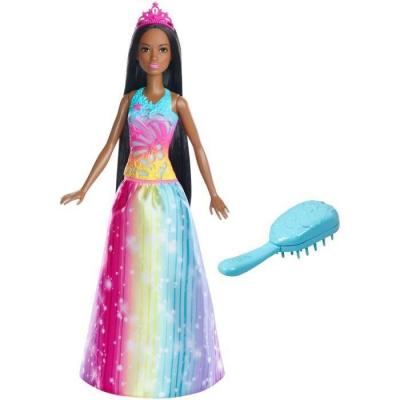 MATTEL Poup&eacute;e Barbie Dreamtopia Princesse Arc-en-ciel Sons et Lumi&egrave;res Brune