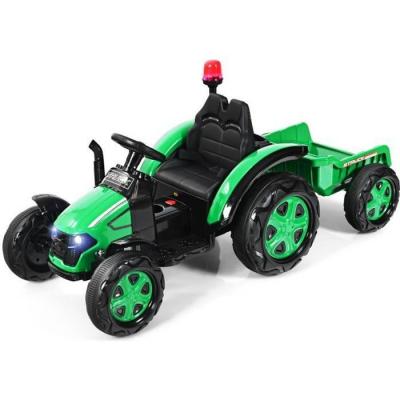 COSTWAY  Tracteur Electrique 12V 7AH -T&eacute;l&eacute;commande 2.4G 3-8 km/hRemorque D&eacute;tachable MP3 Port USB pour Enfants 3 - 8 Ans Vert 