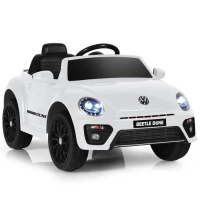 COSTWAY Voiture &eacute;lectrique Volkswagen Beetle pour enfants -  - Blanc - 12V/4,5 Ah - T&eacute;l&eacute;commande 2.4G 