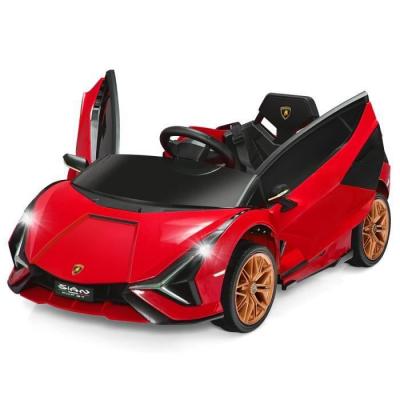 COSTWAY Lamborghini SIAN Voiture &Eacute;lectrique 12V/45 Ah pour Enfants 3-8 AnsT&eacute;l&eacute;commande 2.4G 2 Moteur MP3 USB TF Radio R&eacute;cit Rouge 