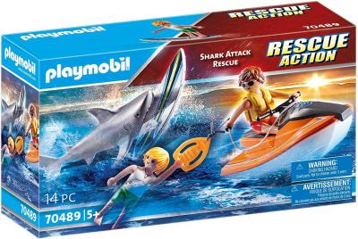 Playmobil 70489 Bateau De Secours Et Attaque De Requins 14pces