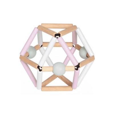 TROUSSELIER Hochet en bois  Anneau de dentition Rose