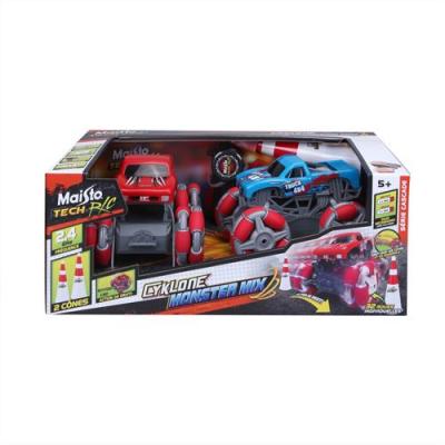 MAISTO Pack de 2 voitures radio command&eacute;es Monster Truck Cyklone Drift