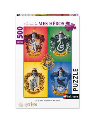 NATHAN Puzzle 500 pi&egrave;ces  Les quatre blasons de Poudlard Harry Potter