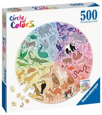 RAVENSBURGER Puzzle rond 500 pi&egrave;ces  Animaux Circle of Colors