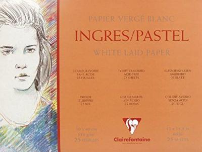 CLAIREFONTAINE  96483c Bloc Ingres-Pastel 30x40 Cm 25 Feuilles Blanc