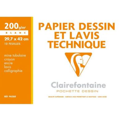 CLAIREFONTAINE  Dessin Technique pochette 10F A3 160g - Lot de 10
