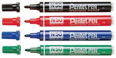 PENTEL Lot de 12 Marqueurs permanent N50 Pointe ogive 2 mm Noir