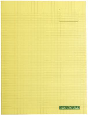 MAJUSCULE Cahier piqures grand carreaux polypropylene 24x32 96p 90g jaune