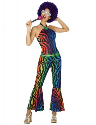 JOUR DE FETE Combinaison Disco - Funky Rainbow - Femme Taille : L - 40/42 - D&eacute;guisements et f&ecirc;tes 