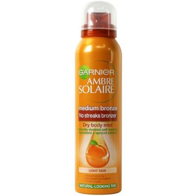 GARNIER  Ambre Solaire Natural Bronzer Quick Drying Body Self Tan Mist Medium 150ml