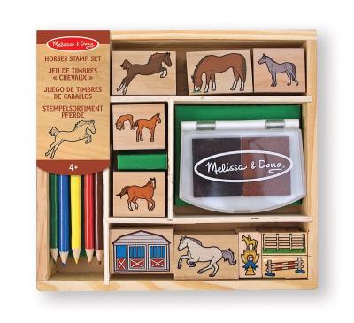 MELISSA & DOUG Melissa & Doug Tampons pour enfants Jeu de timbres en bois Chevaux