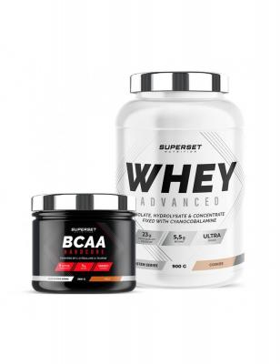 SUPERSET NUTRITION Programme Galbe Musculaire - 100% Whey Proteine Advanced 900g Cookies - Bcaa Hardcore Cola