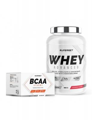 SUPERSET NUTRITION Programme Muscle Recovery - 100% Whey Proteine Advanced 900g Fraise Yogourt - BCAA Xtreme 