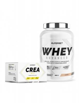 SUPERSET NUTRITION Programme Prise De Muscle Sec Avanc&eacute; - 100% Whey Proteine Advanced 900g Cookies - Cr&eacute;a Max