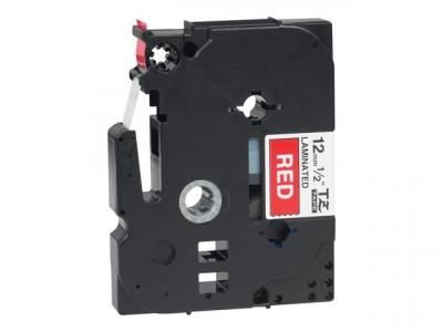 BROTHER Cassette &agrave; ruban  pour &eacute;tiqueteuse Blanc sur Rouge brillant (TZ-435) 12mm