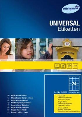 AVERY europe100 - Auto-adh&eacute;sif - blanc - 64.6 x 33.8 mm 2400 &eacute;tiquette(s) (100 feuille(s) x 24 &eacute;tiquettes multi-emploi 
