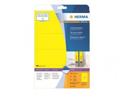 HERMA  etiq. Classeur 192x61 20f. Din a4 80 pi&egrave;ces jaune 5096 DFX-163634