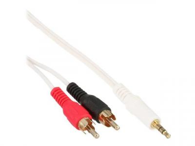 INLINE C&acirc;ble audio &reg; 2x rca m&acirc;le &agrave; 3.5mm m&acirc;le st&eacute;r&eacute;o blanc / or 3m