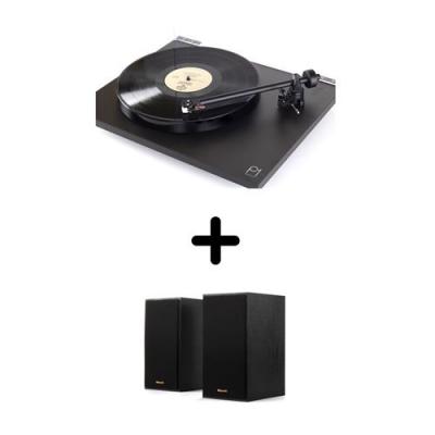 REGA Platine vinyle  Planar 1 Noir mat + Enceintes amplifi&eacute;es Klipsch R-41PM Noir vendues par paire 