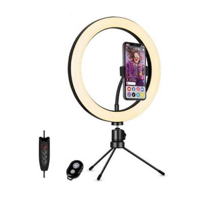 MUVIT Tr&eacute;pied de table pour smartphone  Ring Light 10"" Noir