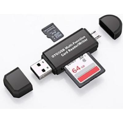 GAAK Lecteur de carte OTG -  - MicroSD USB - 128 Go - SD/TF/MicroSD - Noir 