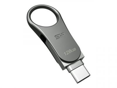 SILICON POWER  Mobile C80 Cl&eacute; USB 128 Go USB 3.0 - USB type C titane