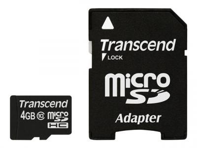 TRANSCEND Premium - Carte m&eacute;moire flash (adaptateur microSDHC - SD inclus(e)) - 4 Go - Class 10 - 133x - micro SDHC 